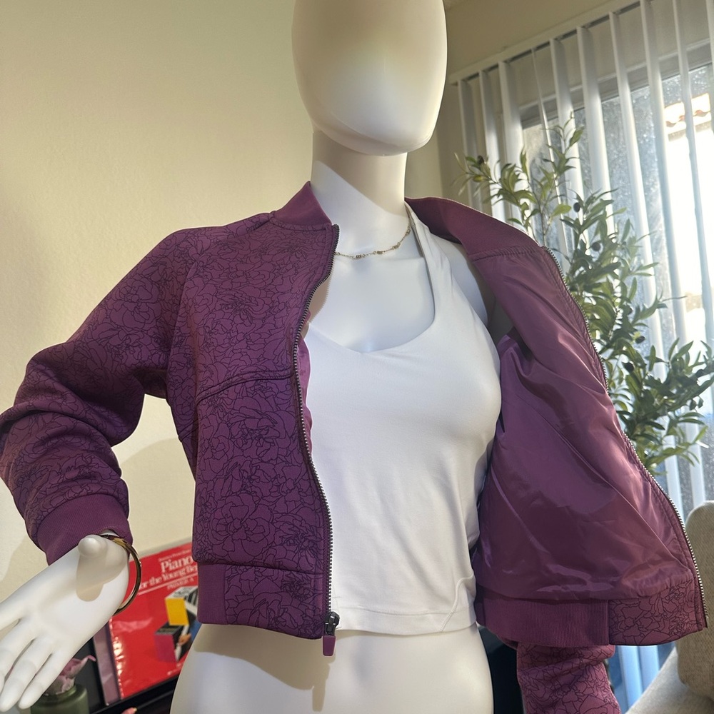 Balance Athletica Floral Purple Bomber Jacket